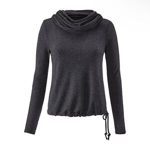 CABI #3231 Ash Recess Topper Hooded Cowl Long Sleeve Top Dark Gray